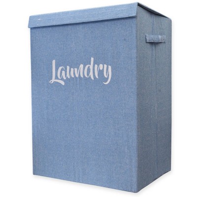 Καλάθι Απλύτων CHIOS HELLAS 31542 Υφασμάτινο Ορθογώνιο Σιέλ 40Χ30Χ55 CM