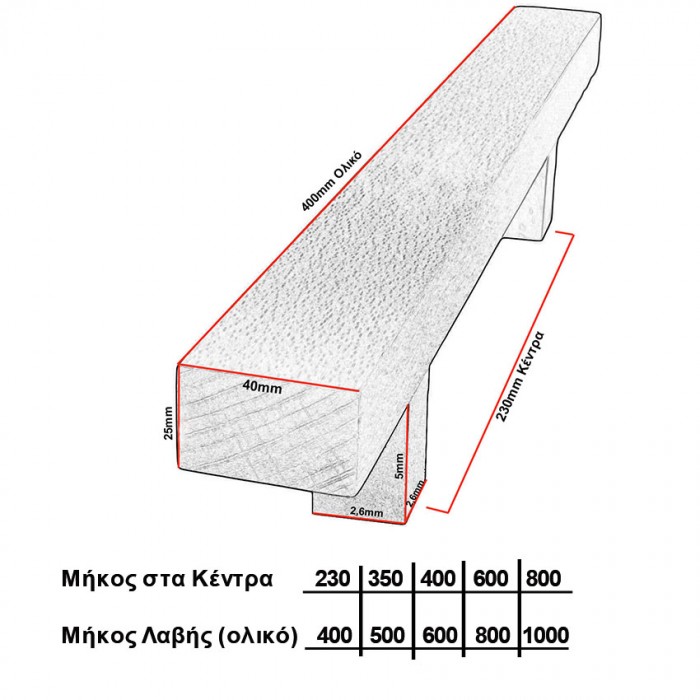 Ξύλινη Λαβή Εξώπορτας  Άβαφη απο Μασίφ Ξύλο Δρύς Πλατύβενη Βορείου Αμερικής σε 5 διαστάσεις σειρά 940
