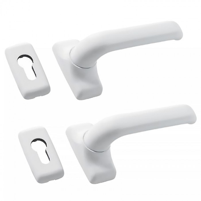 Πόμολα Σετ (ζευγος) Αλουμινόπορτας με Ροζέτα Αλουμινίου Λευκά Dsl 6110 Domus 2 Τεμάχια