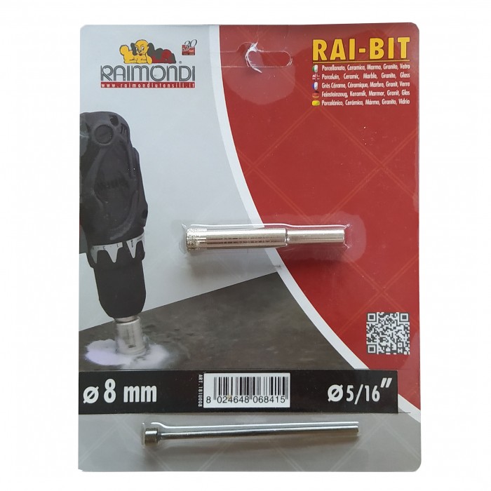 Τρυπάνι Διαμαντιού υγρής κοπής για γυαλί, κεραμικά, πλακίδια  8mm Rai-Bit Raimndi
