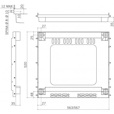 Πλαστική βάση αερισμού για εντοιχιζόμενα ψυγεία Unionplast Μαύρη 2501