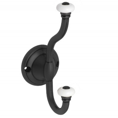 Κρεμάστρα Μεταλλική με Πορσελάνη 16x6.5 εκ. Μαύρη Roline 403