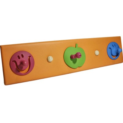 Κρεμάστρα  3 Θέσεων ξύλινη με δερματίνη  και παιδικά σχέδια 