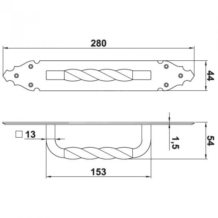 Λαβή επίπλων Amig 102-280x45mm σε Μαύρο