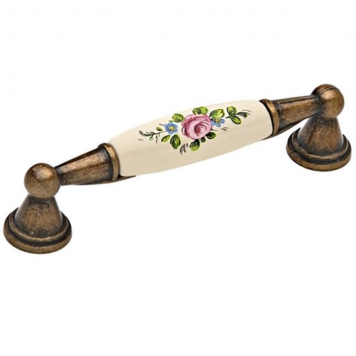 Λαβές επίπλων Roline 520-96/120 Αντικέ με Ροζ Άνθος