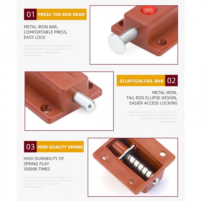 Ασφάλεια πόρτας και παραθύρου Αυτόματη Spring Automatic Lock σε Χρώμα Καφέ