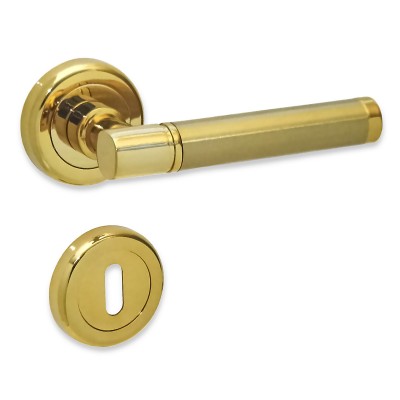 Πόμολα πόρτας χειρολαβή με ροζέτα C1055 Ματ Όρο - Όρο