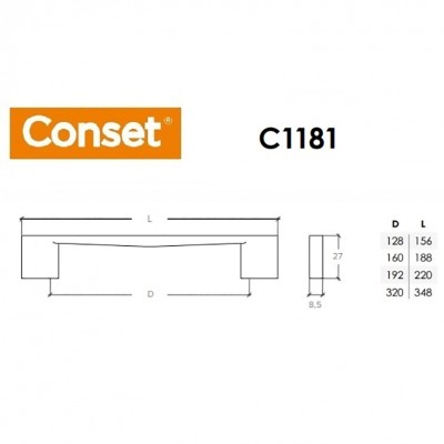 Λαβές επίπλων Conset C1181 (128mm Κέντρα) σε Ματ Μαύρο 