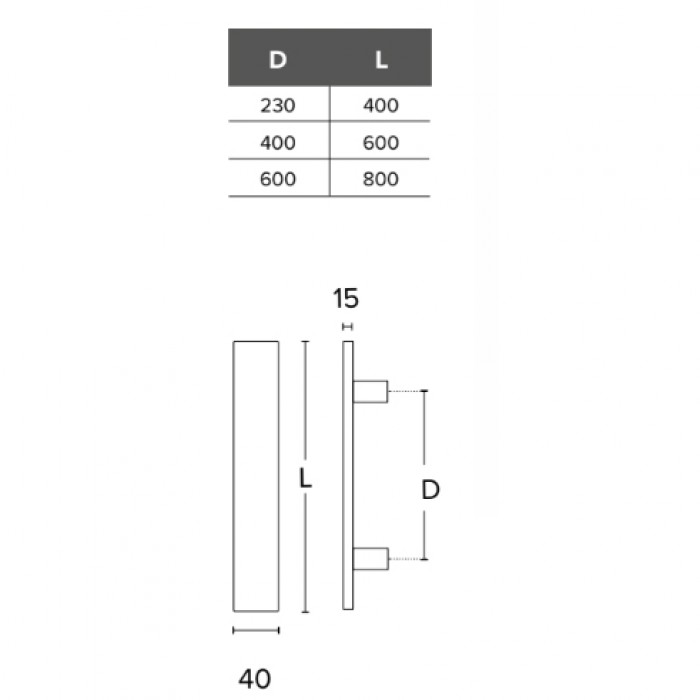 Λαβή εξώπορτας Conset σειρά C1499 σε Ανοξείδωτο με Απόσταση Κέντρων 230mm και 400mm Συνολικό Μήκος