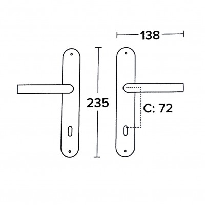 Πόμολο πόρτας Μονό (1Τεμάχιο) χειρολαβή με πλάκα Conset c1705H σε Inox