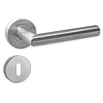 Πόμολα πόρτας χειρολαβή με ροζέτα (ζεύγος 2 τεμάχια) C1705 Inox