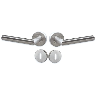 Πόμολα πόρτας χειρολαβή με ροζέτα (ζεύγος 2 τεμάχια) C1705 Inox