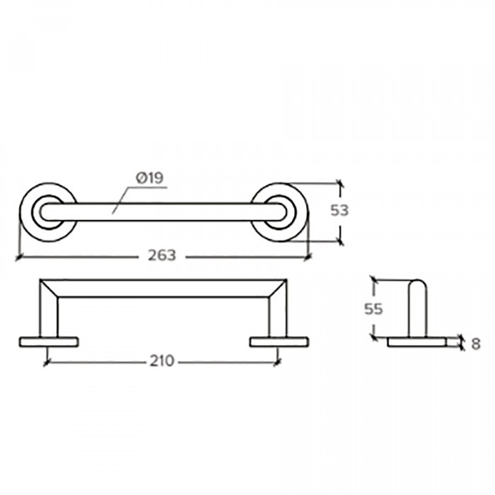 Λαβή εξώπορτας Conset σειρά C1705 σε Ανοξείδωτο με Απόσταση Κέντρων 210mm και 263mm Συνολικό Μήκος
