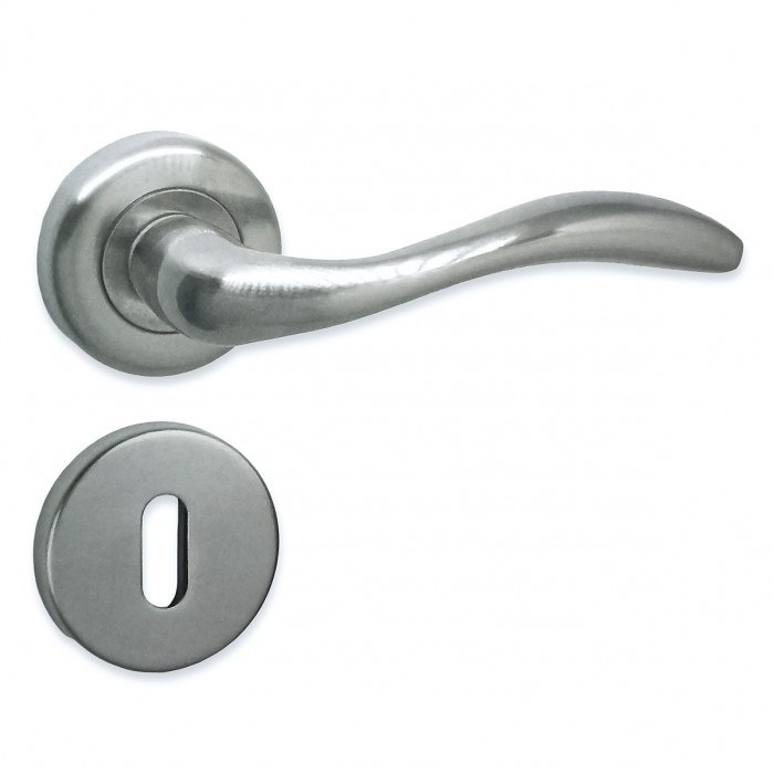 Πόμολα πόρτας χειρολαβή με ροζέτα (2Τεμάχια Ζεύγος) C1825 Νίκελ Ματ