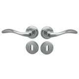 Πόμολα πόρτας χειρολαβή με ροζέτα (2Τεμάχια Ζεύγος) C1825 Νίκελ Ματ