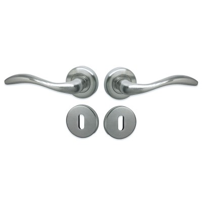 Πόμολα πόρτας χειρολαβή με ροζέτα (2Τεμάχια Ζεύγος) C1825 Νίκελ Ματ