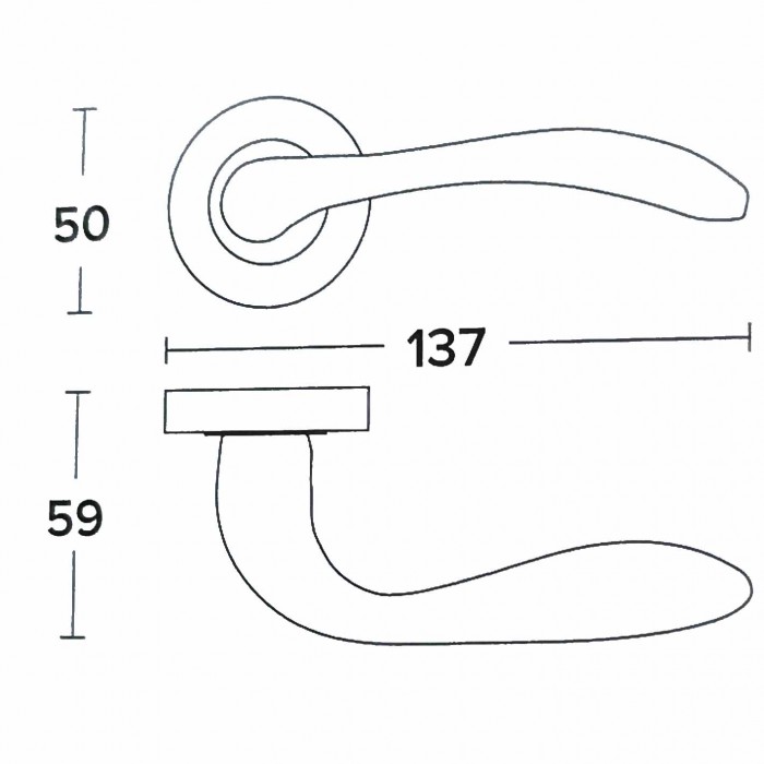 Πόμολα πόρτας χειρολαβή με ροζέτα (2Τεμάχια Ζεύγος) C1825 Νίκελ Ματ