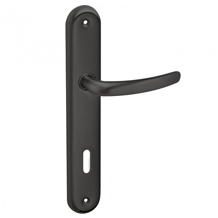 Πόμολα πόρτας χειρολαβή με πλάκα Conset C605 σε Μαύρο Ματ