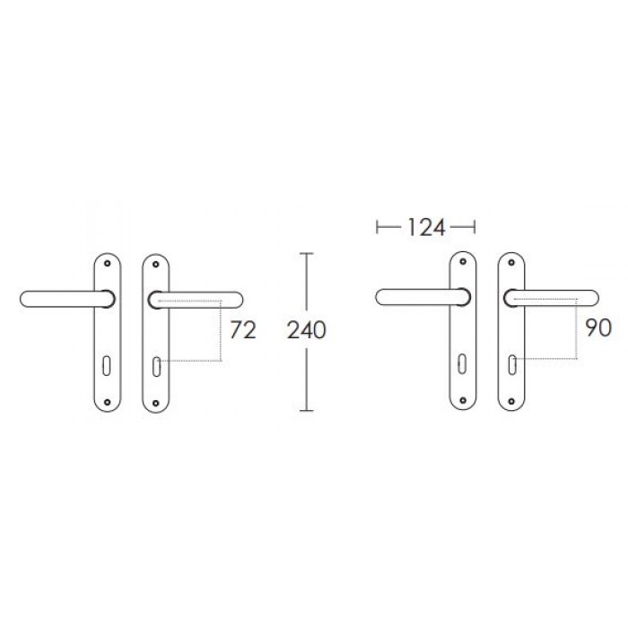 Πόμολα πόρτας χειρολαβή με πλάκα Conset C605 σε Μαύρο Ματ