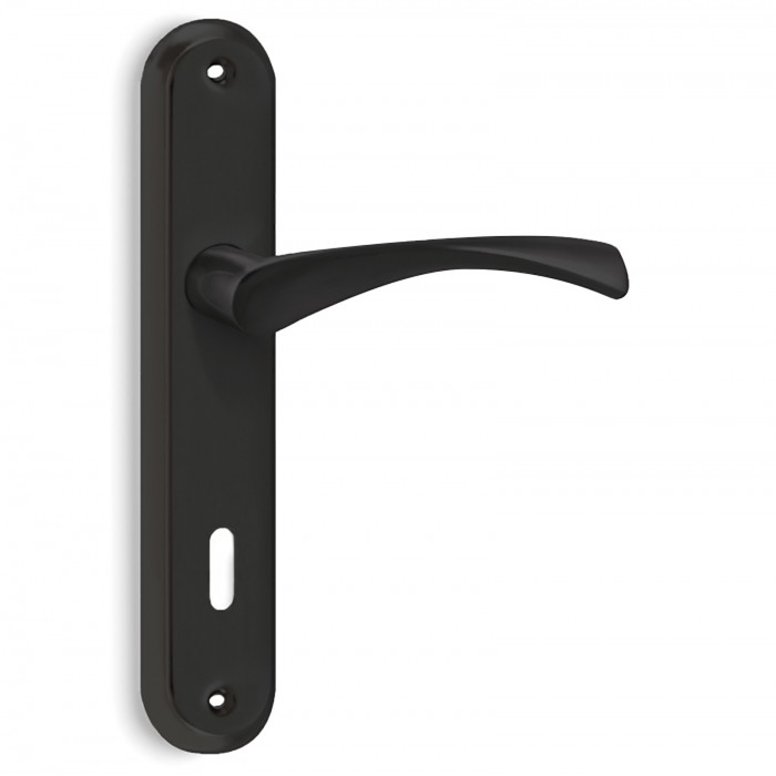 Πόμολα πόρτας (μονό ή Ζεύγος) χειρολαβή με πλάκα Conset C805 σε Μαύρο Ματ