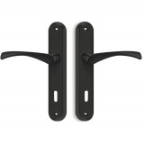 Πόμολα πόρτας (μονό ή Ζεύγος) χειρολαβή με πλάκα Conset C805 σε Μαύρο Ματ