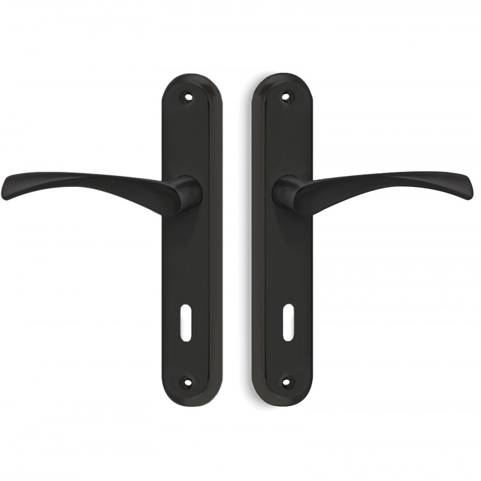 Πόμολα πόρτας (μονό ή Ζεύγος) χειρολαβή με πλάκα Conset C805 σε Μαύρο Ματ