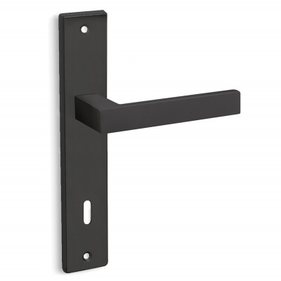 Πόμολο πόρτας Μονό (1Τεμάχιο) χειρολαβή με πλάκα Conset c875 σε Μαύρο Ματ