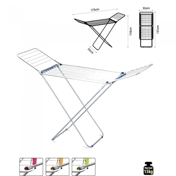 Πτυσσόμενη Απλώστρα Δαπέδου από Αλουμίνιο με Μήκος Απλώματος 1.8m Chios Hellas 38012