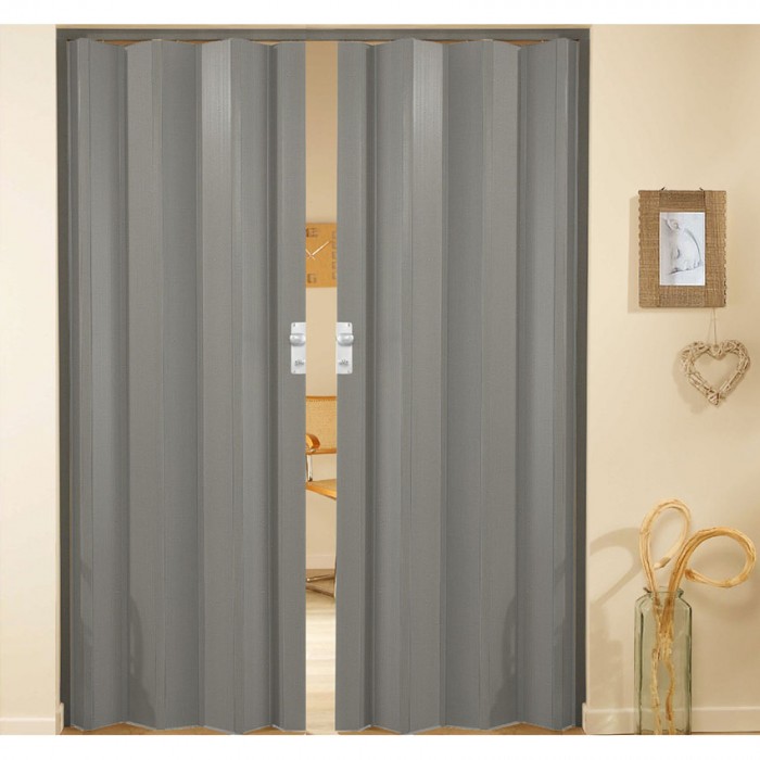 Δίφυλλη πτυσσόμενη πόρτα πλαστική Zitaflex Μονόχρωμη Γκρι 23Α χωρίς τζαμάκι