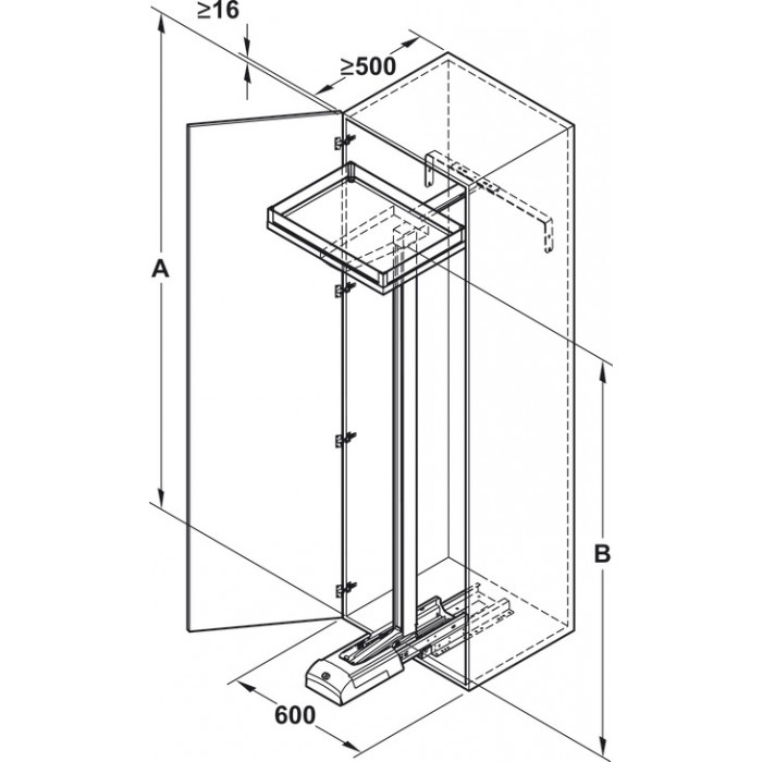 Τροφοθήκη 5 ραφιών με φρένο SoftStopPlus και SoftStopPro και επένδυση ξύλο δρύς KESSEBOHMER CONVOY LAVIDO 600mm x 2200mm
