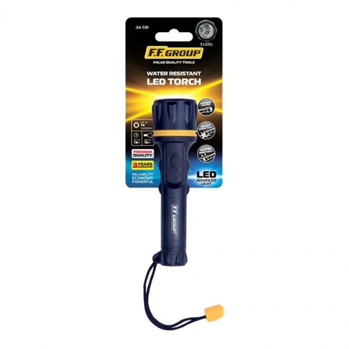 Φακός 3 LED 12lm Αδιάβροχος Ανθεκτικός 15cm F.F.Group 34591