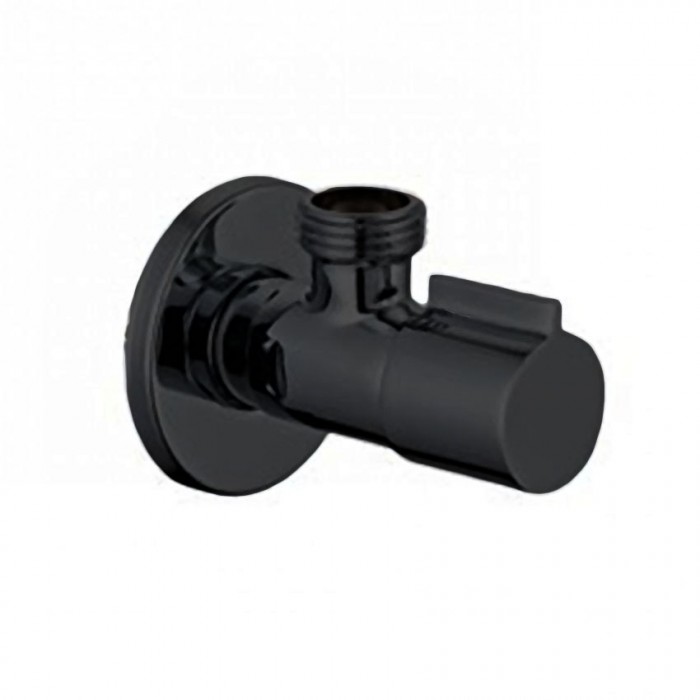 Διακόπτης γωνιακός μισόστροφος στρογγυλός 1/2¨ Μαύρο 097062