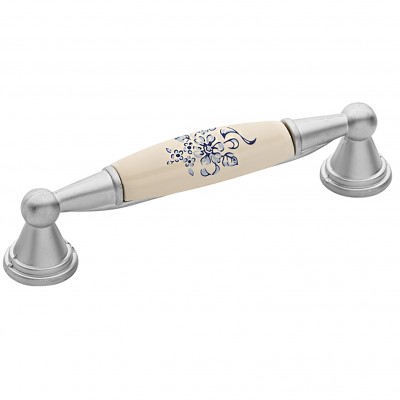 Λαβές επίπλων Roline 520-96/120 σε Νίκελ Σατινέ με Γαλαζιο Άνθος