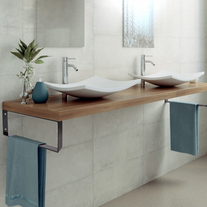 Γωνία στήριξης νιπτήρα 1002--- 15 X  45cm μαύρη ματ 1 Τεμάχιο