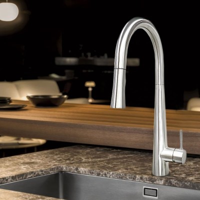 Μπαταρία Κουζίνας Venus Longevita  304 με ντουζ σε χρώμα inox mat