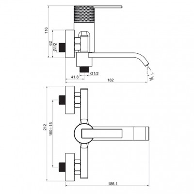 Μπαταρία Λουτρού Interflex Hermes με σετ Ντούς Χρωμίου 087425