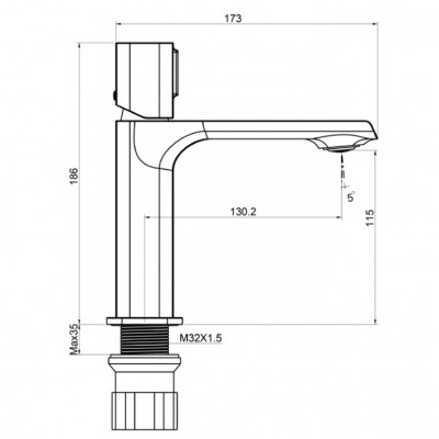 Μπαταρία μπάνιου νιπτήρα ψηλή 20cm Interflex Χρώμιο 087476 Astra