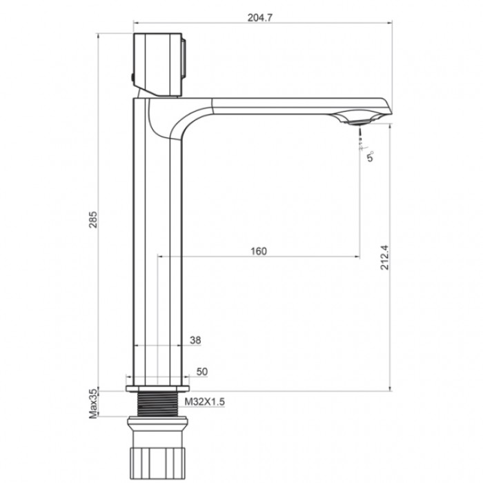 Μπαταρία μπάνιου νιπτήρα ψηλή 29cm Interflex Χρώμιο 087477 Astra