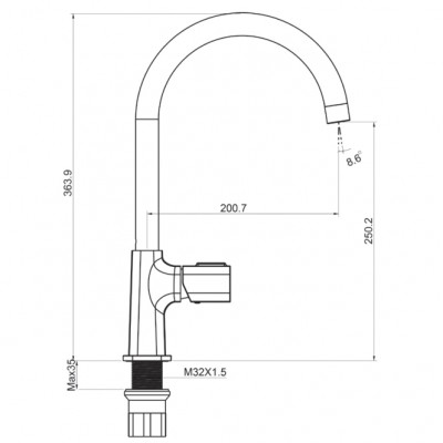 Μπαταρία Νεροχύτη πάγκου ψηλή Interflex Χρώμιο 087479 Astra
