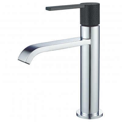 Μπαταρία μπάνιου νιπτήρα ψηλή 20 cm Interflex Χρωμέ μαύρο 087591 Hermes