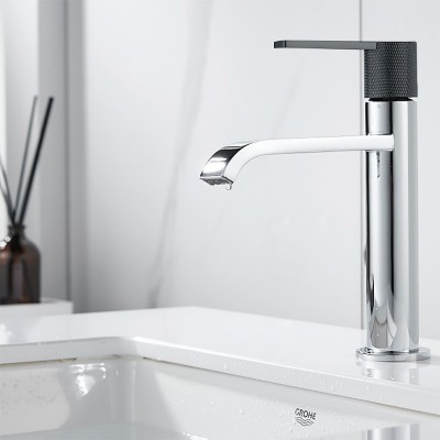 Μπαταρία μπάνιου νιπτήρα ψηλή 20 cm Interflex Χρωμέ μαύρο 087591 Hermes