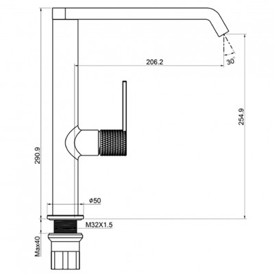 Μπαταρία Νεροχύτη πάγκου ψηλή Interflex Χρωμέ μαύρο 087592 Hermes