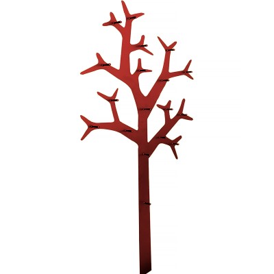 Επιτοίχιος μεταλλικός καλόγερος Ρούχων σε σχήμα δέντρου 86 x 191cm σε Κόκκινο