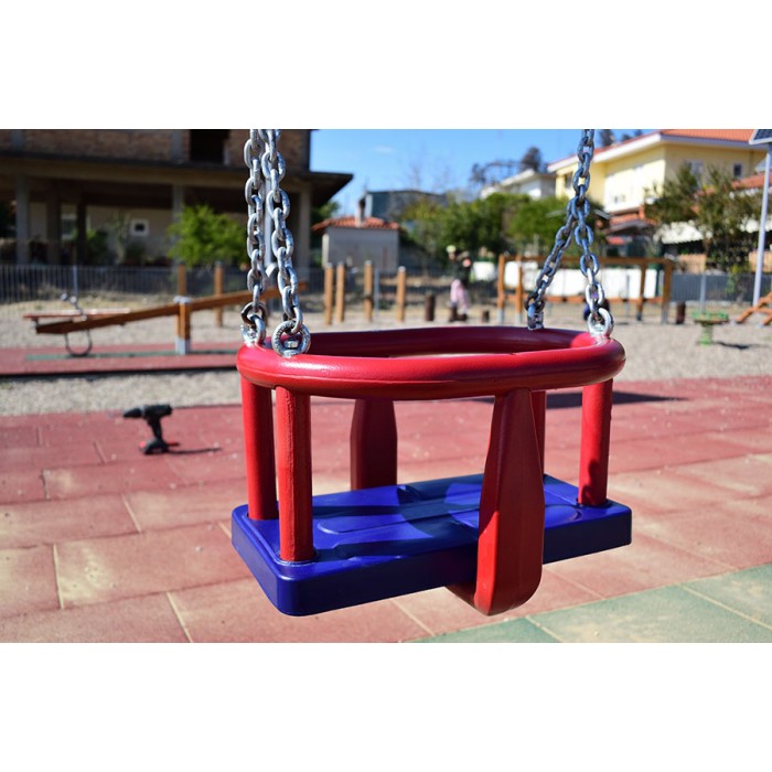 Κούνια (κάθισμα) Νηπίων για μεταλλικές ή ξύλινες κούνιες με πιστοποίηση ΕΝ1176 σε χρώμα Κόκκινο - Μπλέ