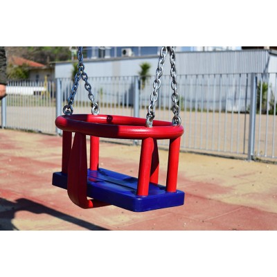 Κούνια (κάθισμα) Νηπίων για μεταλλικές ή ξύλινες κούνιες με πιστοποίηση ΕΝ1176 σε χρώμα Κόκκινο - Μπλέ