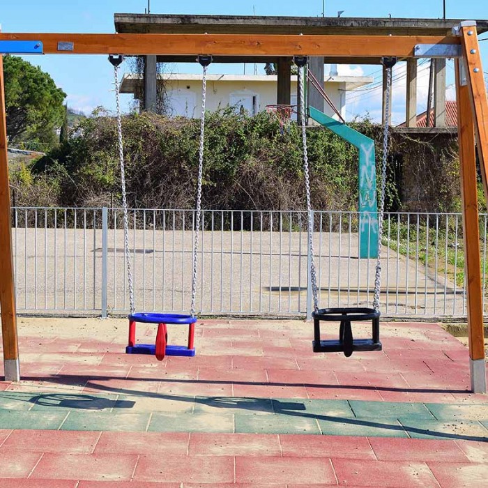 Κούνια (κάθισμα) Νηπίων για μεταλλικές ή ξύλινες κούνιες με πιστοποίηση ΕΝ1176 σε χρώμα Μπλέ - Κόκκινο - Μπλέ