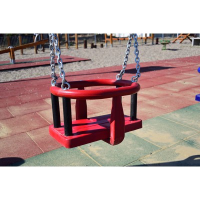 Κούνια (κάθισμα) Νηπίων για μεταλλικές ή ξύλινες κούνιες με πιστοποίηση ΕΝ1176 σε χρώμα Κόκκινο - Μαύρο - Κόκκινο
