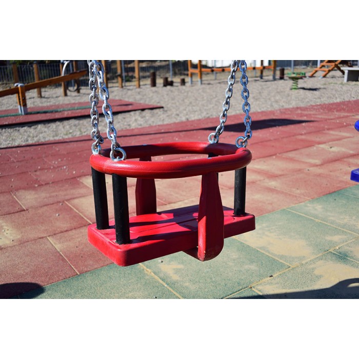 Κούνια (κάθισμα) Νηπίων για μεταλλικές ή ξύλινες κούνιες με πιστοποίηση ΕΝ1176 σε χρώμα Κόκκινο - Μαύρο - Κόκκινο