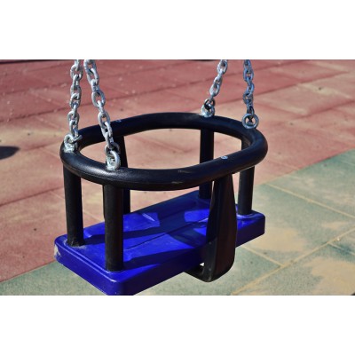 Κούνια (κάθισμα) Νηπίων για μεταλλικές ή ξύλινες κούνιες με πιστοποίηση ΕΝ1176 σε χρώμα Μαύρο - Μπλέ