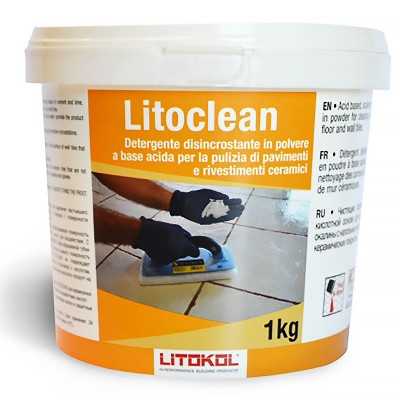 Όξινο καθαριστικό αφαλατικό για τον καθαρισμό κεραμικών δαπέδων και επιτοίχιων επενδύσεων Litoclean 1kg